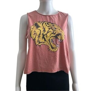 Colsie Pink Yellow Tiger Graphic Tank Top Size Small
